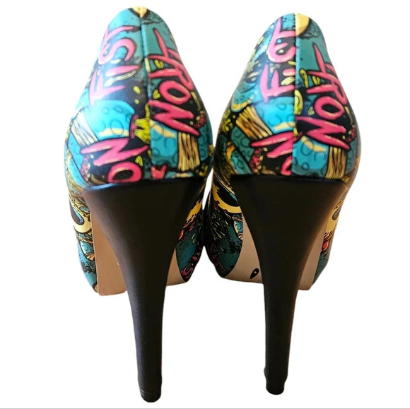 Iron Fist Oh No Women's Vegan Leather Multicolor Platform High Heels Size US 5. - Picture 9 of 11